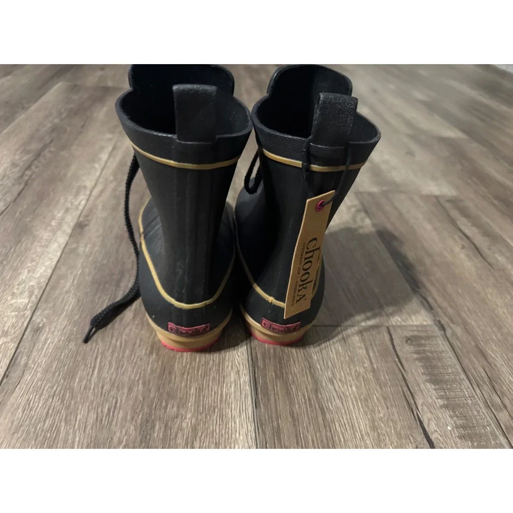 Chooka Waterproof Rain Boots Women's Size 8‎ Lace Up Ankle Memory Foam Black